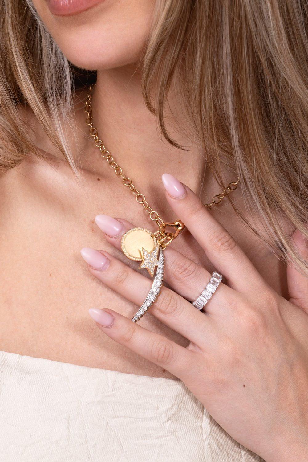 SINGLE STONE-Large Ophelia Pendant-YELLOW GOLD