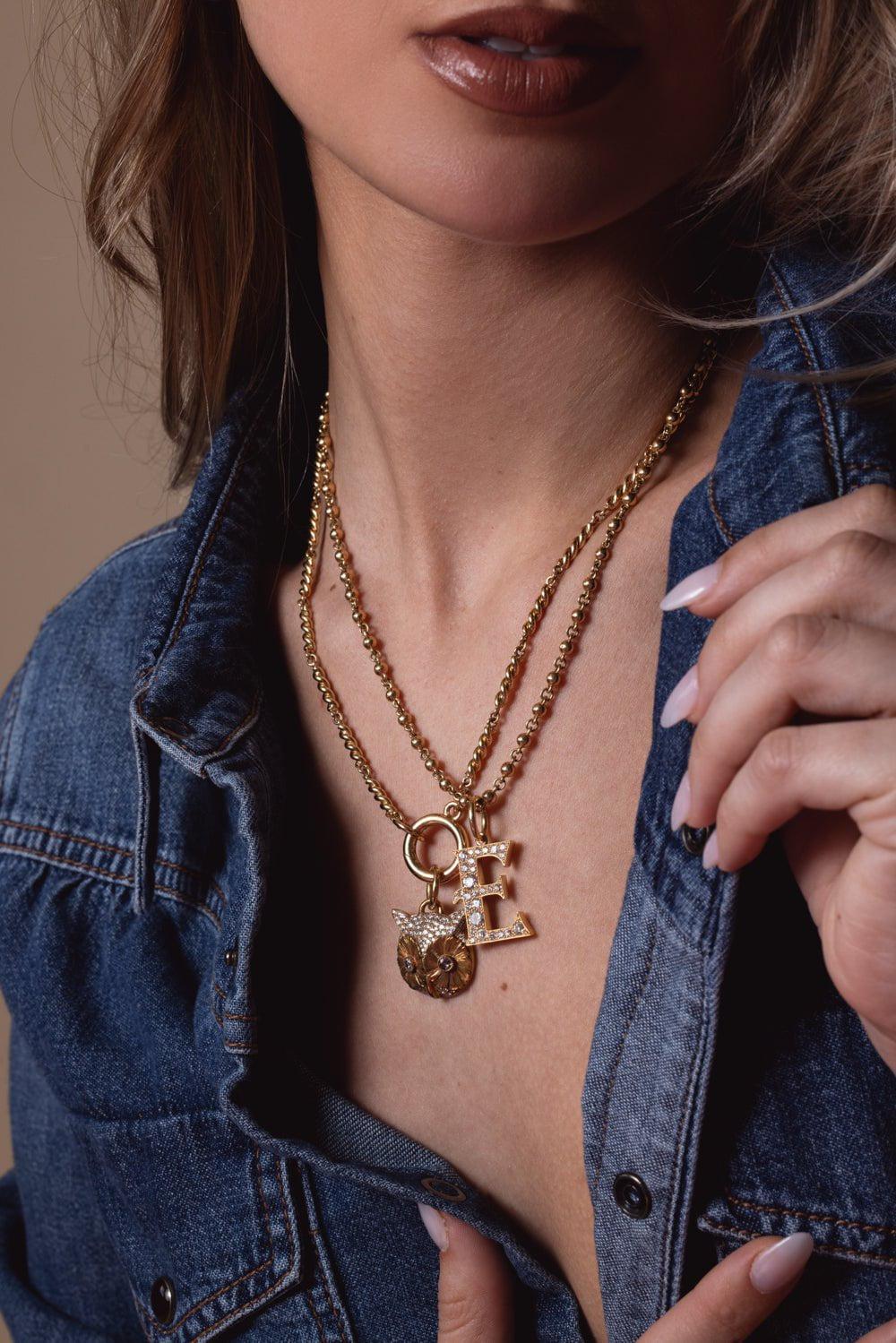 SINGLE STONE-Pave Owl Charm-YELLOW GOLD