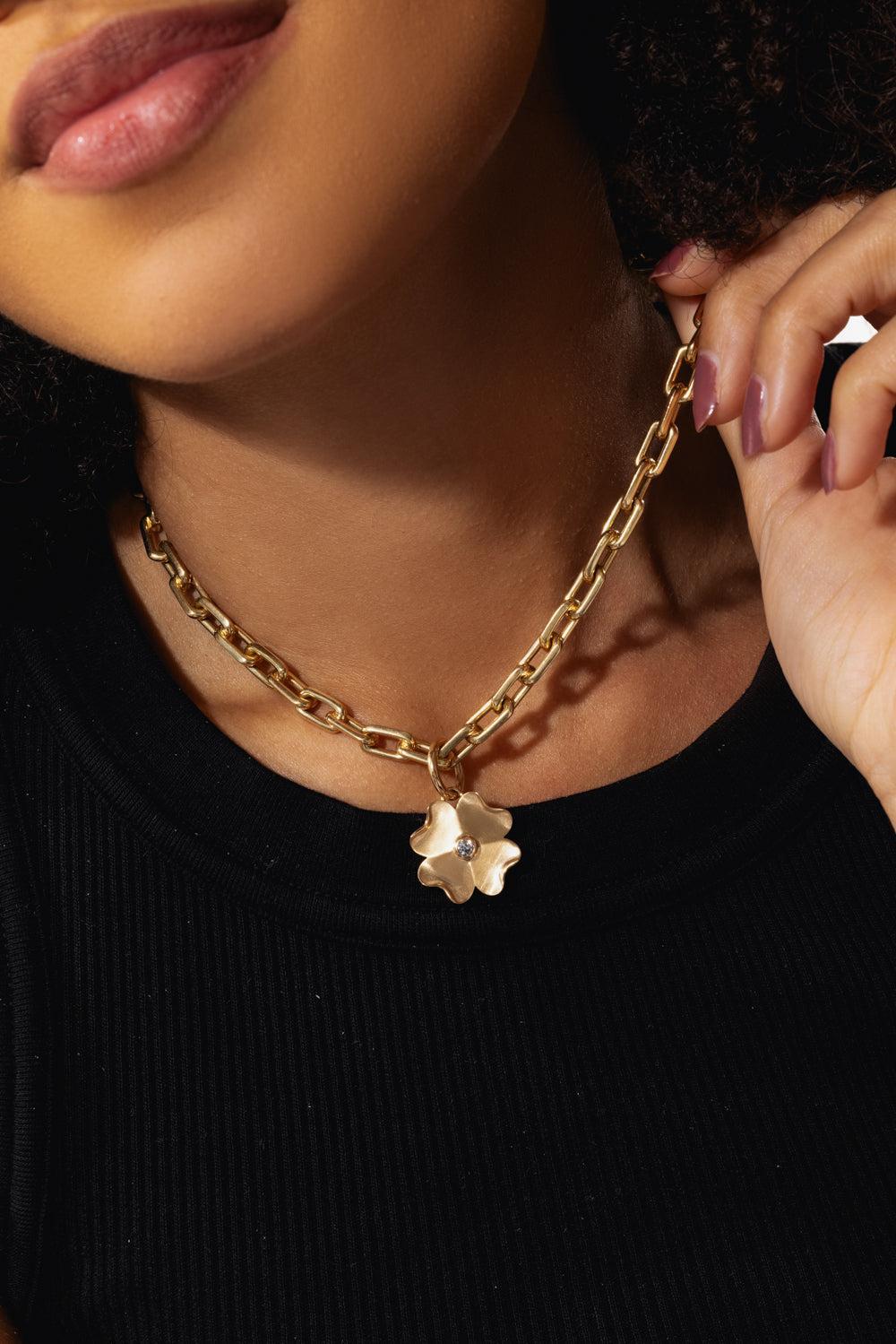 Small Fortuna Pendant-YELLOW GOLD-JEWELRYFINE JEWELPENDANT-SINGLE STONE