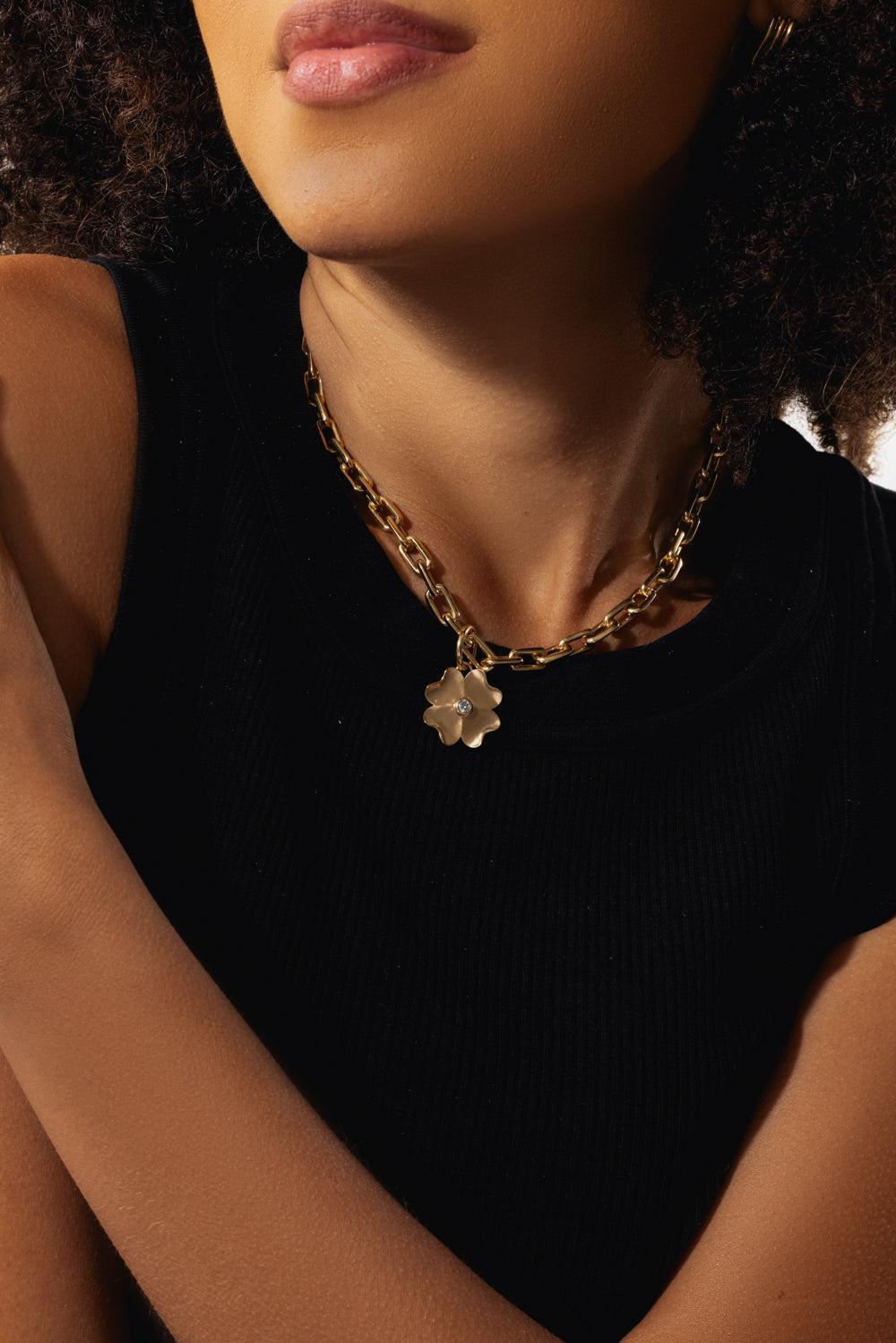 Small Fortuna Pendant-YELLOW GOLD-JEWELRYFINE JEWELPENDANT-SINGLE STONE