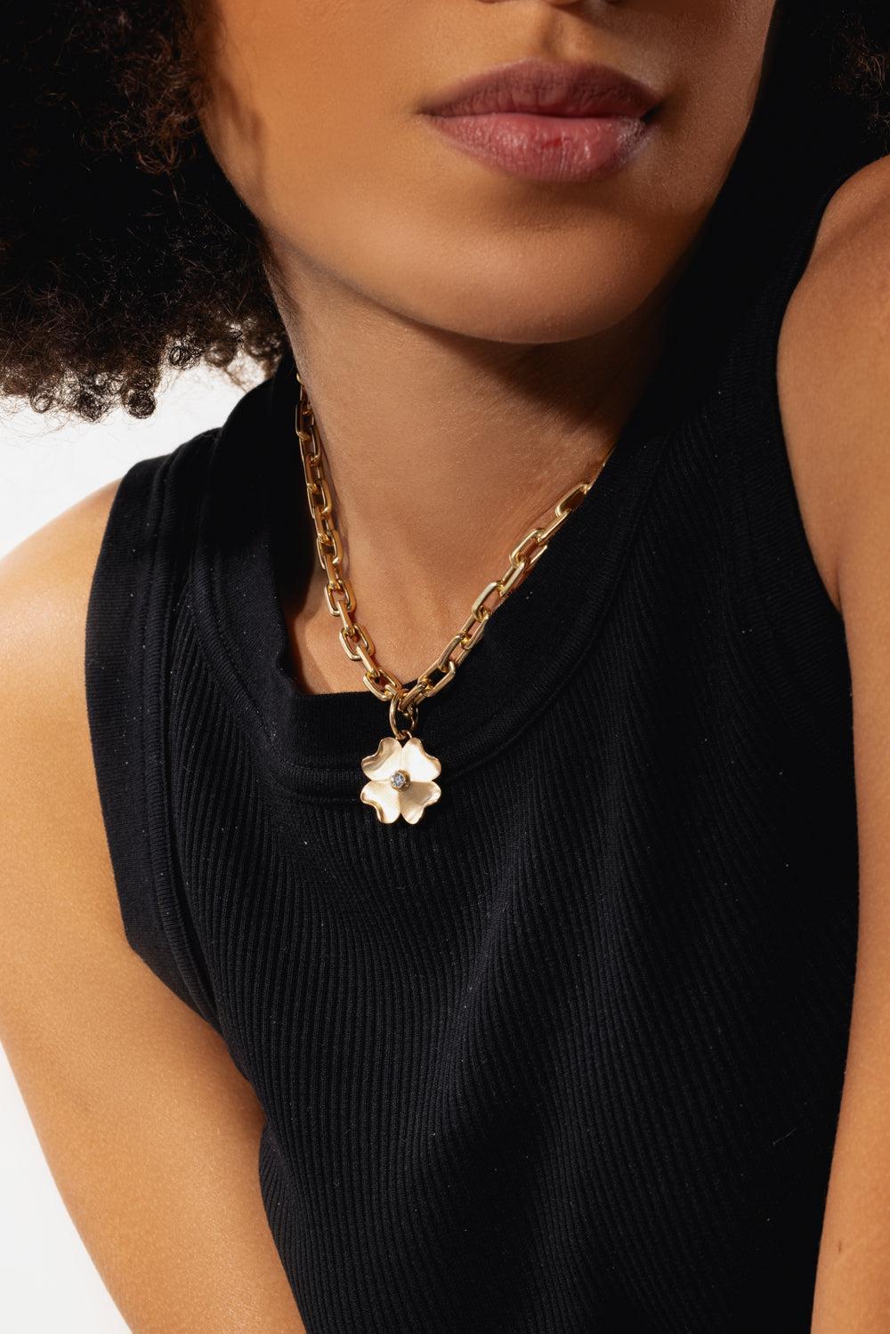 Small Fortuna Pendant-YELLOW GOLD-JEWELRYFINE JEWELPENDANT-SINGLE STONE
