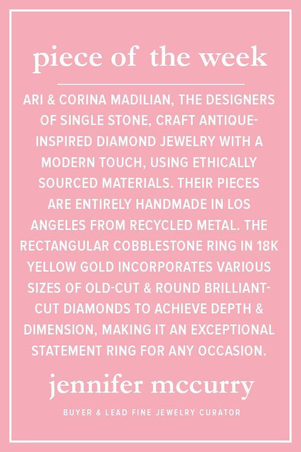 SINGLE STONE-Rectangular Cobblestone Ring-YELLOW GOLD