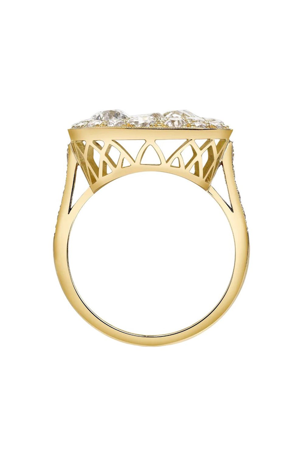 SINGLE STONE-Rectangular Cobblestone Ring-YELLOW GOLD