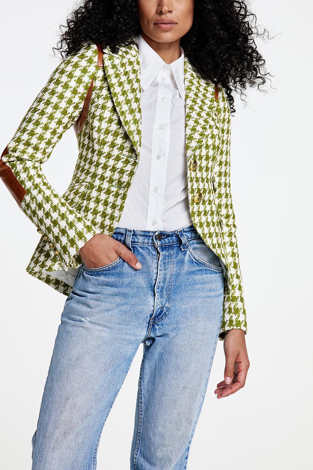 Rifle-Patch Equestrian Blazer - Fern Houndstooth-FERNHNDS-2-CLOTHINGJACKETBLAZERS-SMYTHE