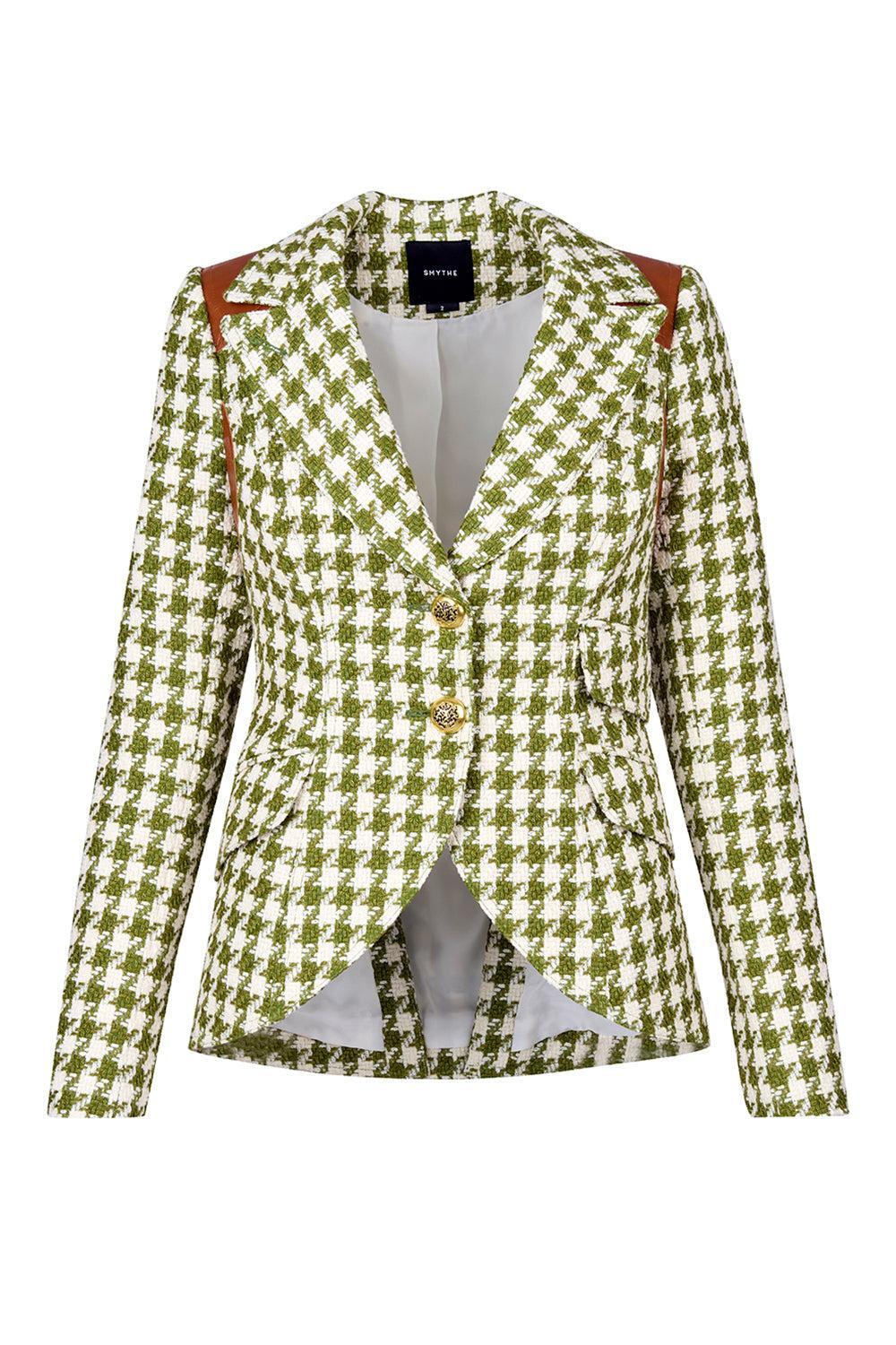 Rifle-Patch Equestrian Blazer - Fern Houndstooth-FERNHNDS-2-CLOTHINGJACKETBLAZERS-SMYTHE