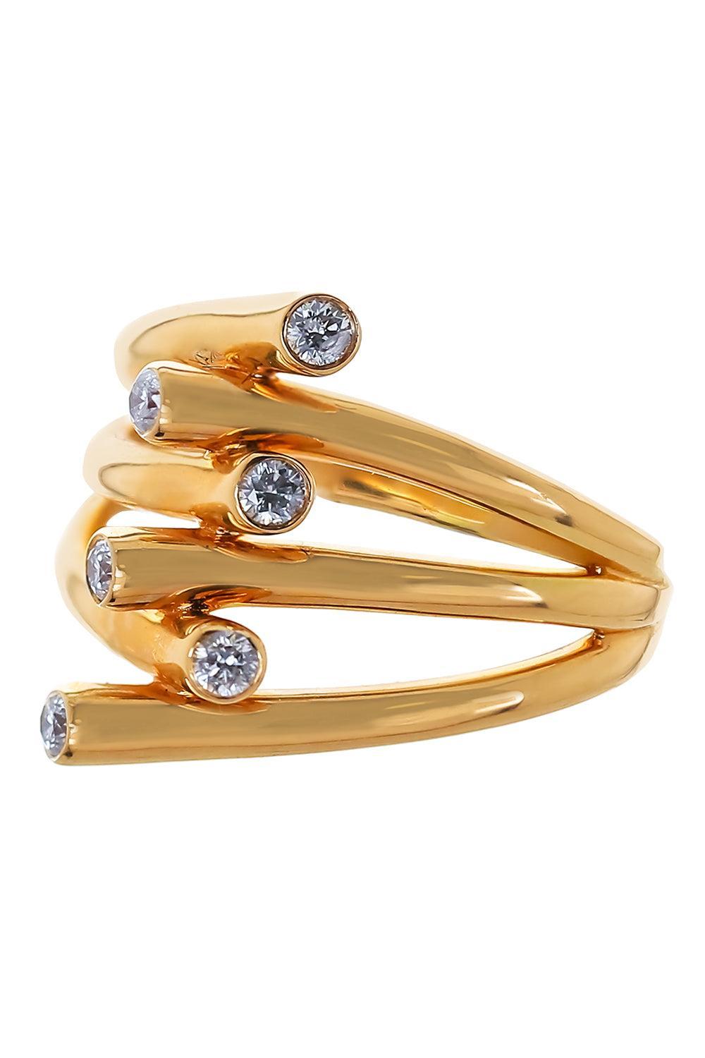 Diamond Criss Cross Ring-YELLOW GOLD-6.5-JEWELRYFINE JEWELRING-SOFIA LAROUSSI