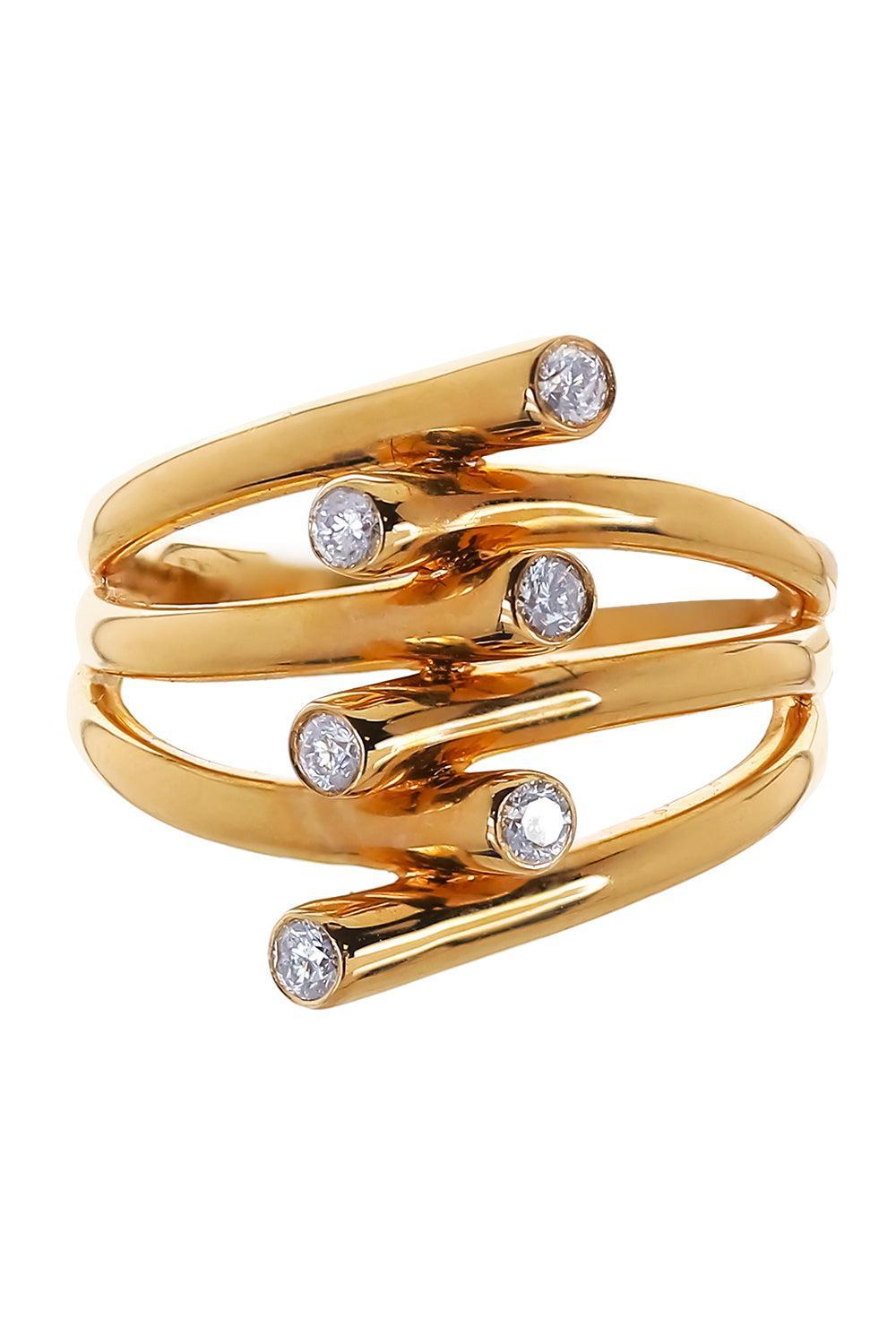 Diamond Criss Cross Ring-YELLOW GOLD-6.5-JEWELRYFINE JEWELRING-SOFIA LAROUSSI