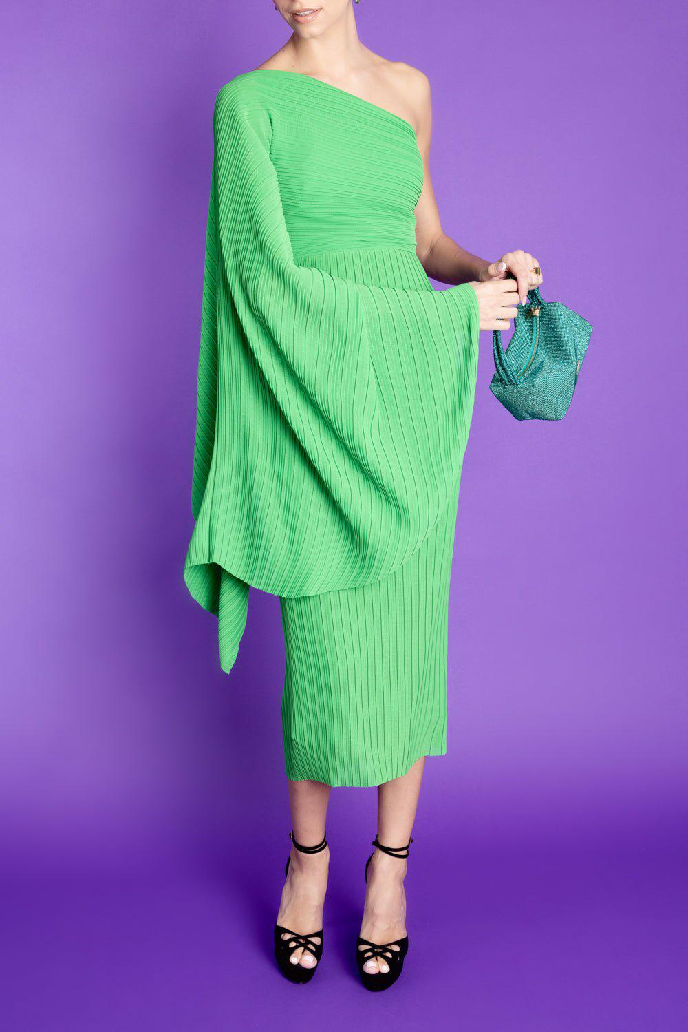 SOLACE LONDON-Lenna Dress - Bright Green-