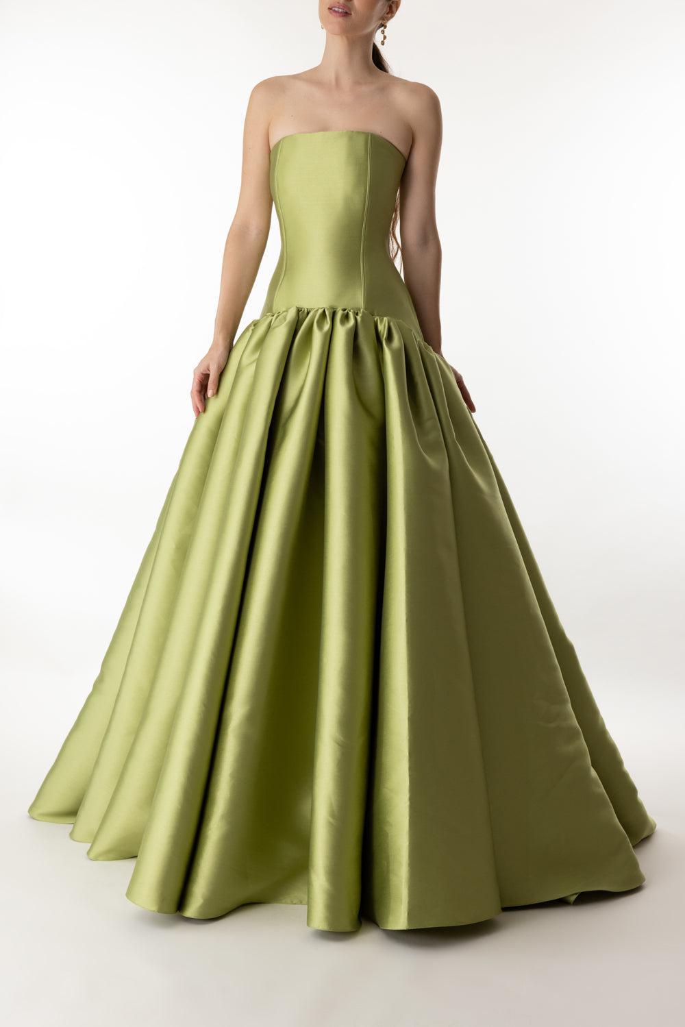 CASSIA DRESS-PEAR GRN-4-CLOTHINGDRESSGOWN-SOLACE LONDON