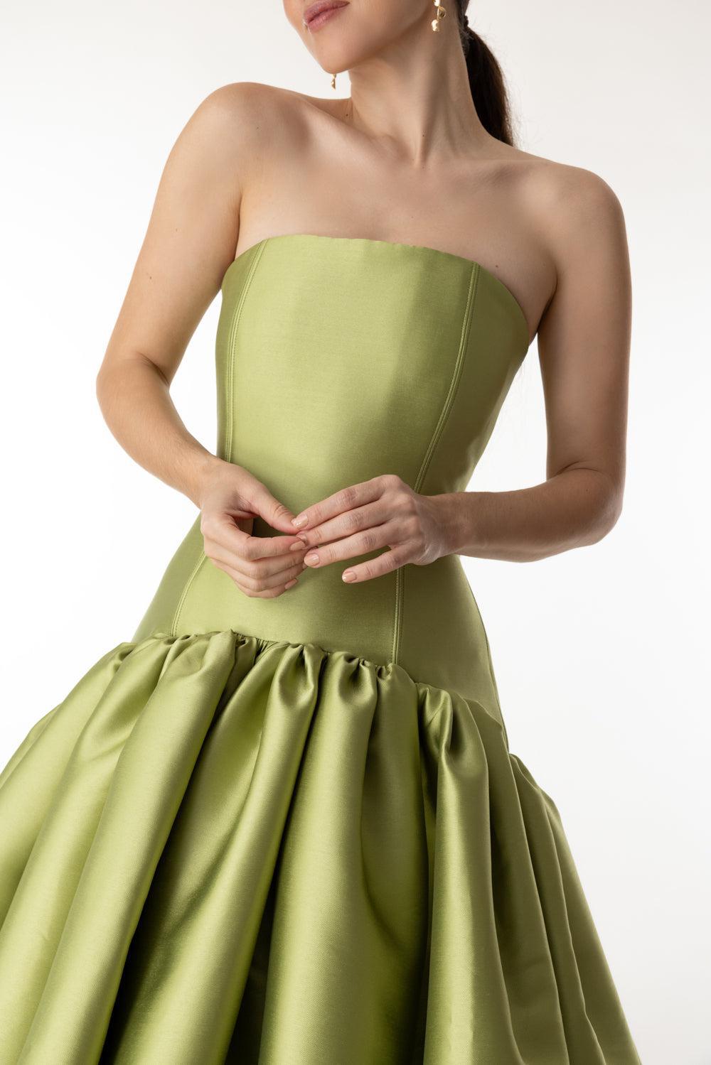 CASSIA DRESS-PEAR GRN-4-CLOTHINGDRESSGOWN-SOLACE LONDON