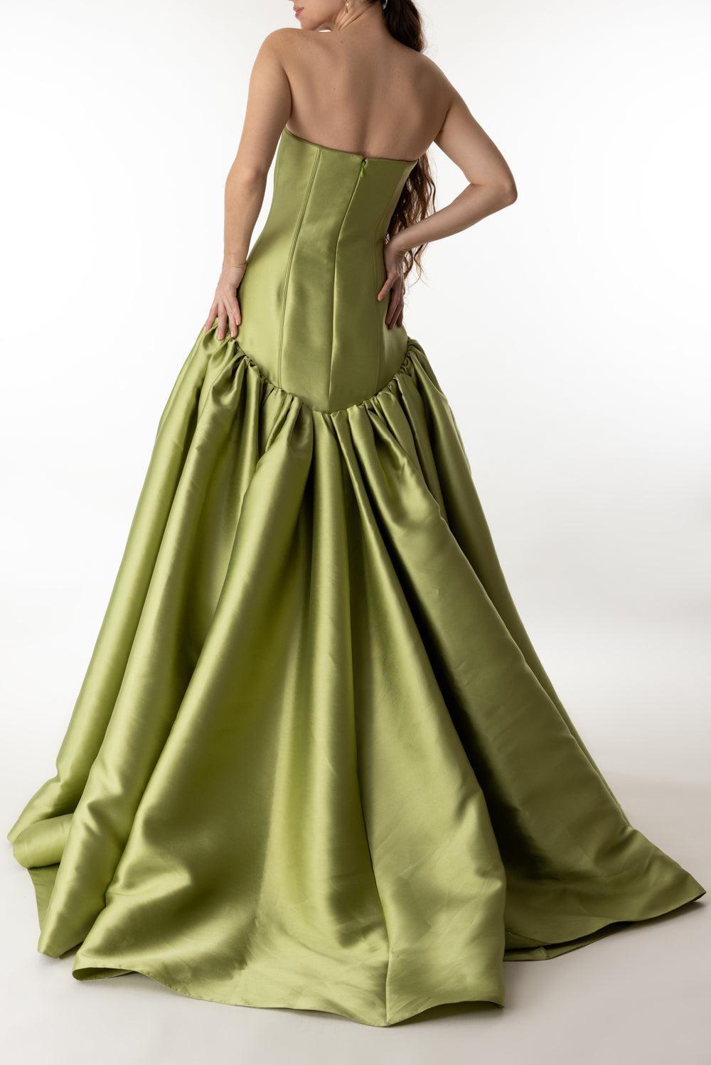 CASSIA DRESS-PEAR GRN-4-CLOTHINGDRESSGOWN-SOLACE LONDON
