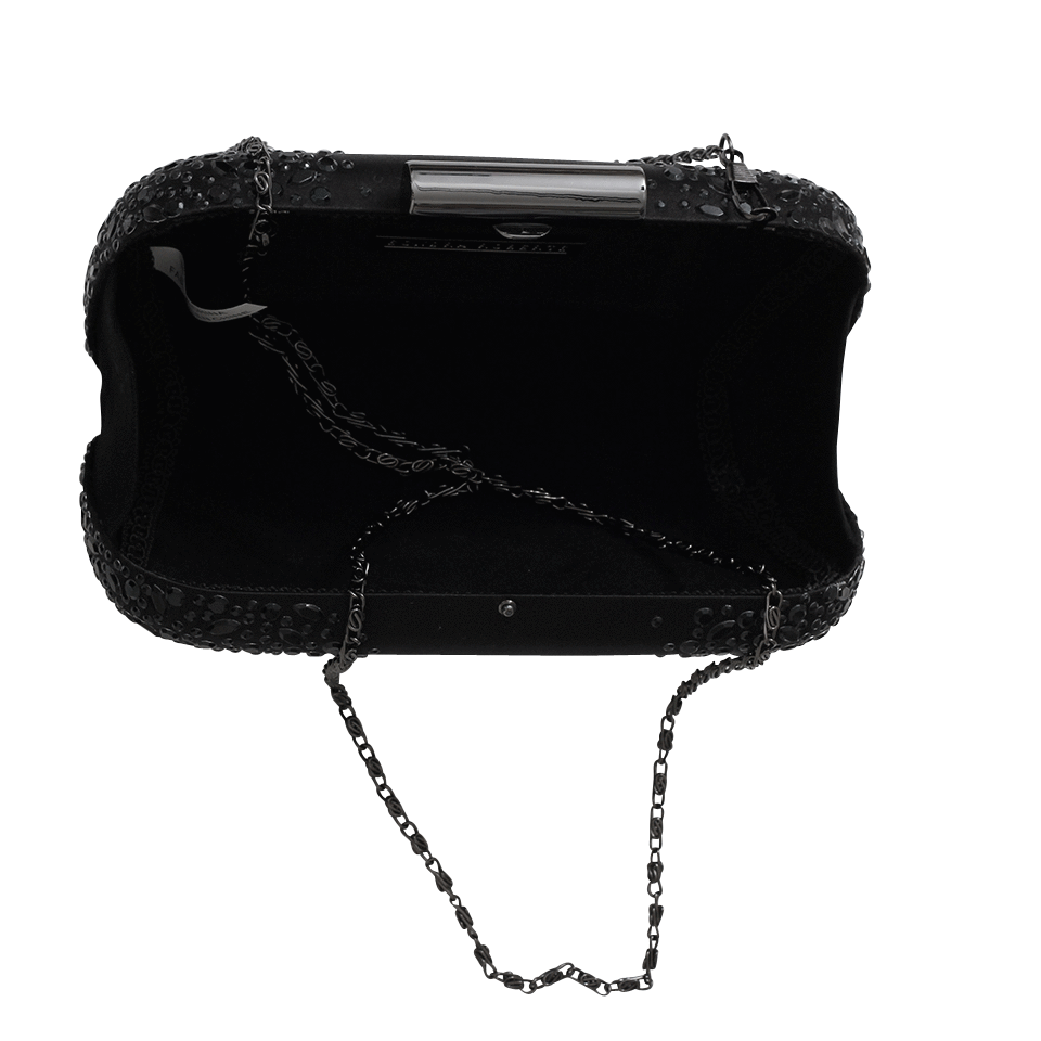 SONDRA ROBERTS-Satin Clutch With Stones-BLACK