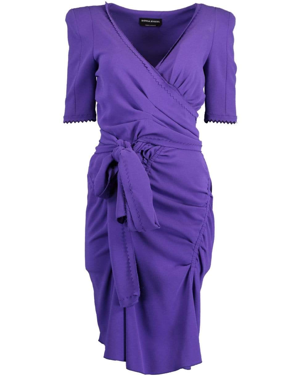 SONIA RYKIEL-Sleeveless V-Neck Wrap Ruched Dress-PURPLE