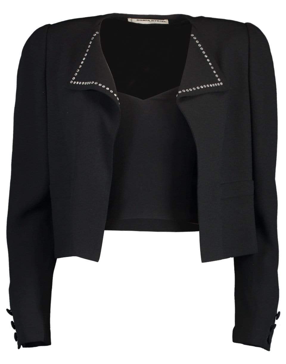 SONIA RYKIEL-Stud Detail Jacket with Bustier-BLACK