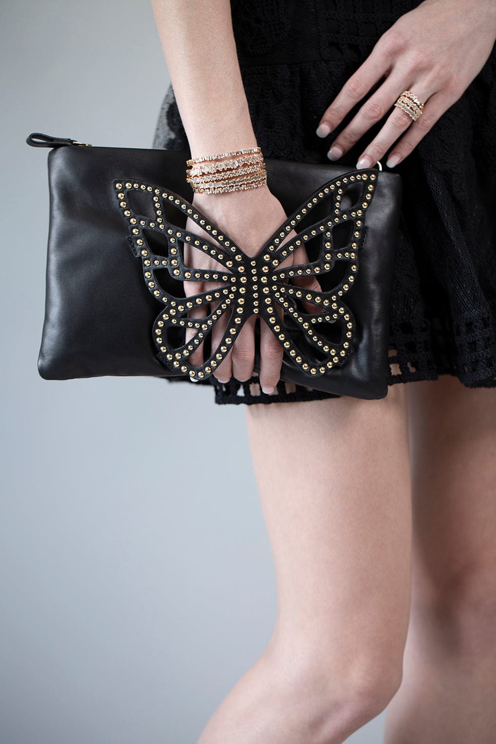 SOPHIA WEBSTER-Flossy Clutch - Black-BLACK GOLD