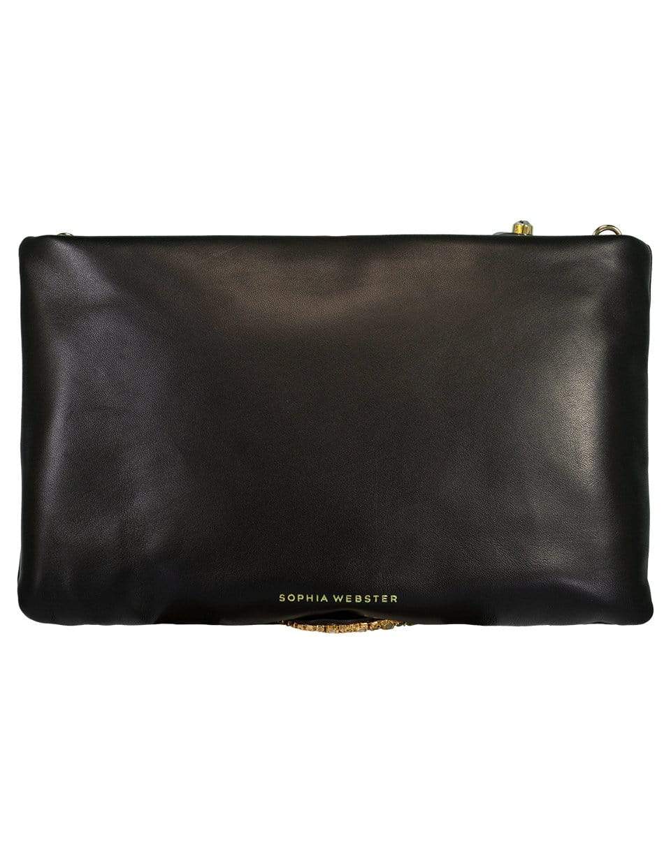 SOPHIA WEBSTER-Butterfly Flossy Crystal Clutch - Black & Pearl-BLKPEARL