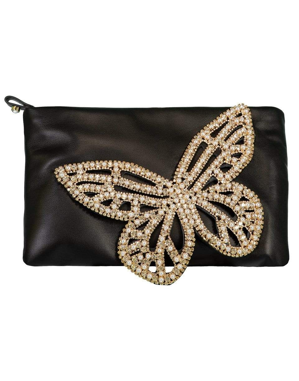 SOPHIA WEBSTER-Butterfly Flossy Crystal Clutch - Black & Pearl-BLKPEARL