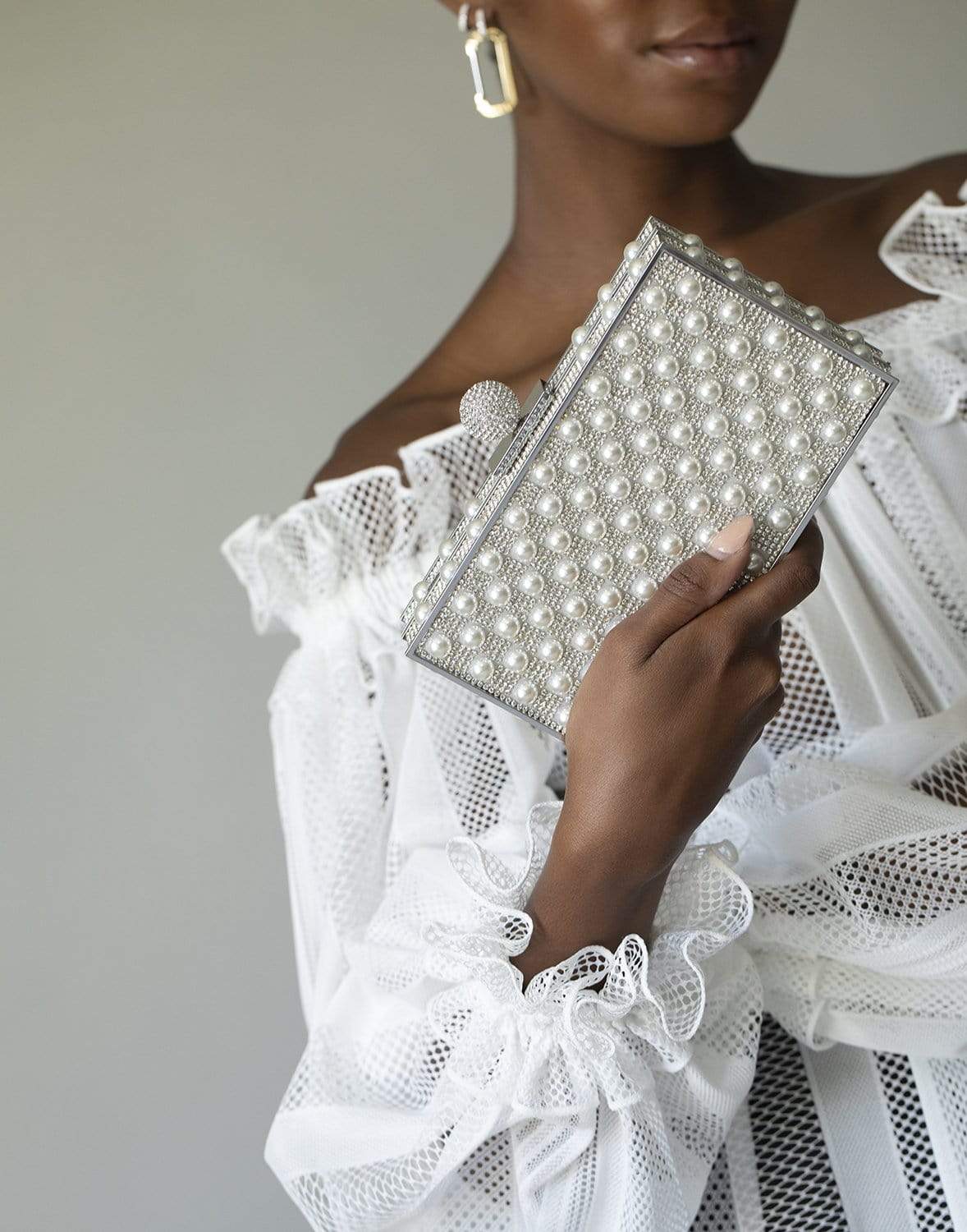 SOPHIA WEBSTER-Clara Crystal Box Bag-SLVR/PRL
