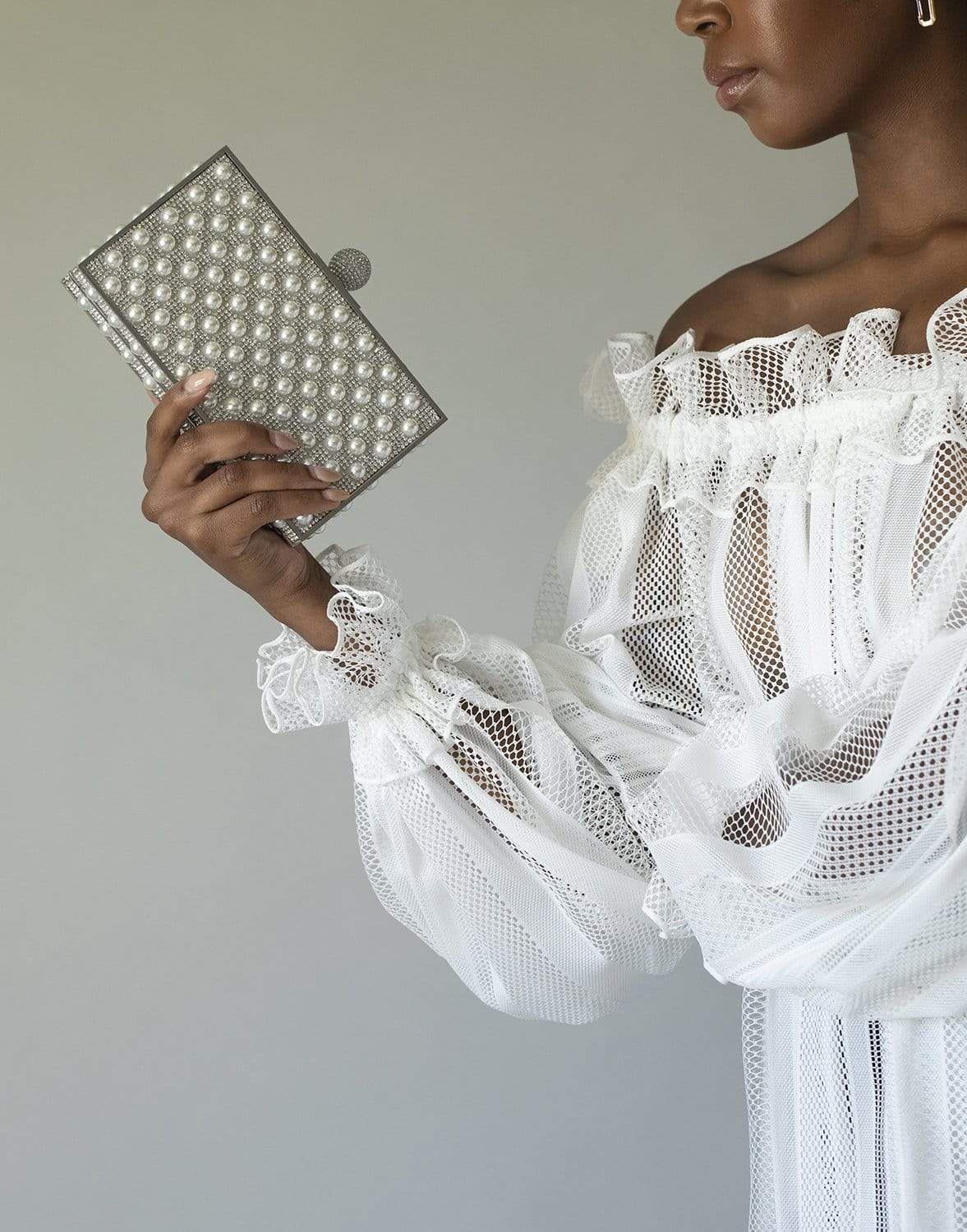 SOPHIA WEBSTER-Clara Crystal Box Bag-SLVR/PRL