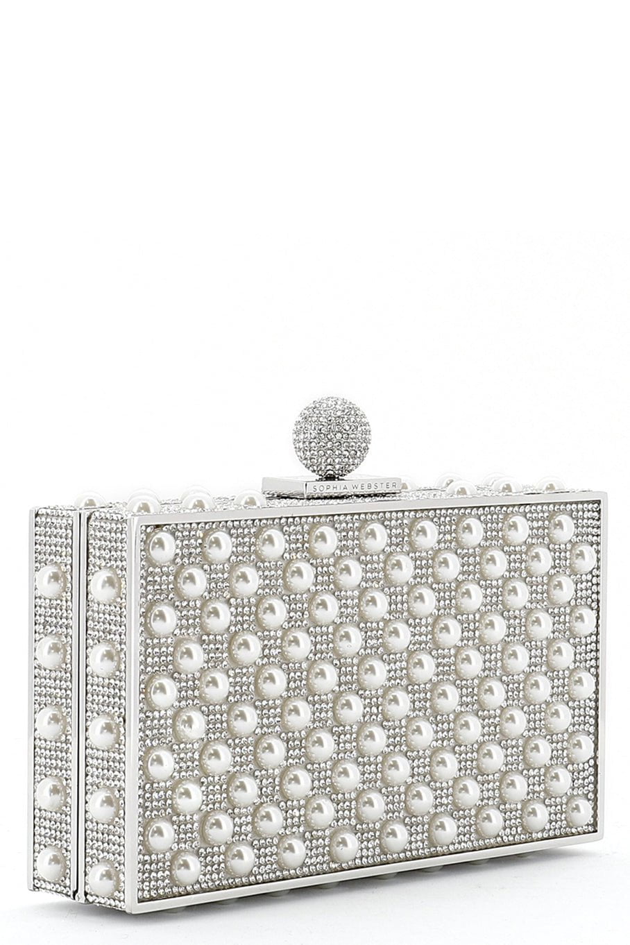 SOPHIA WEBSTER-Clara Crystal Box Bag-SLVR/PRL