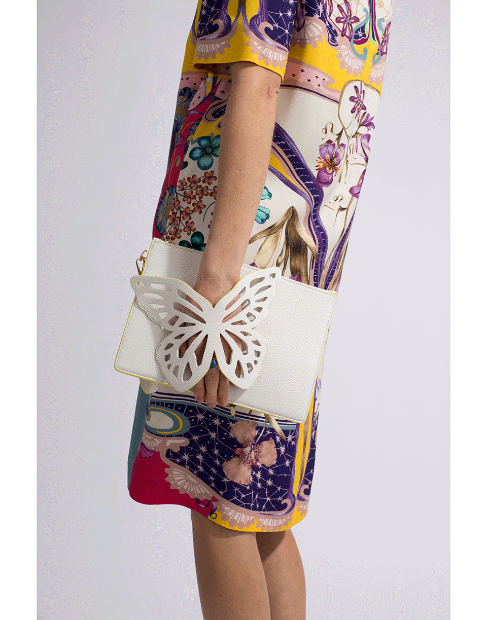 SOPHIA WEBSTER-Flossy Butterfly Pouchette-WHT/YLLW