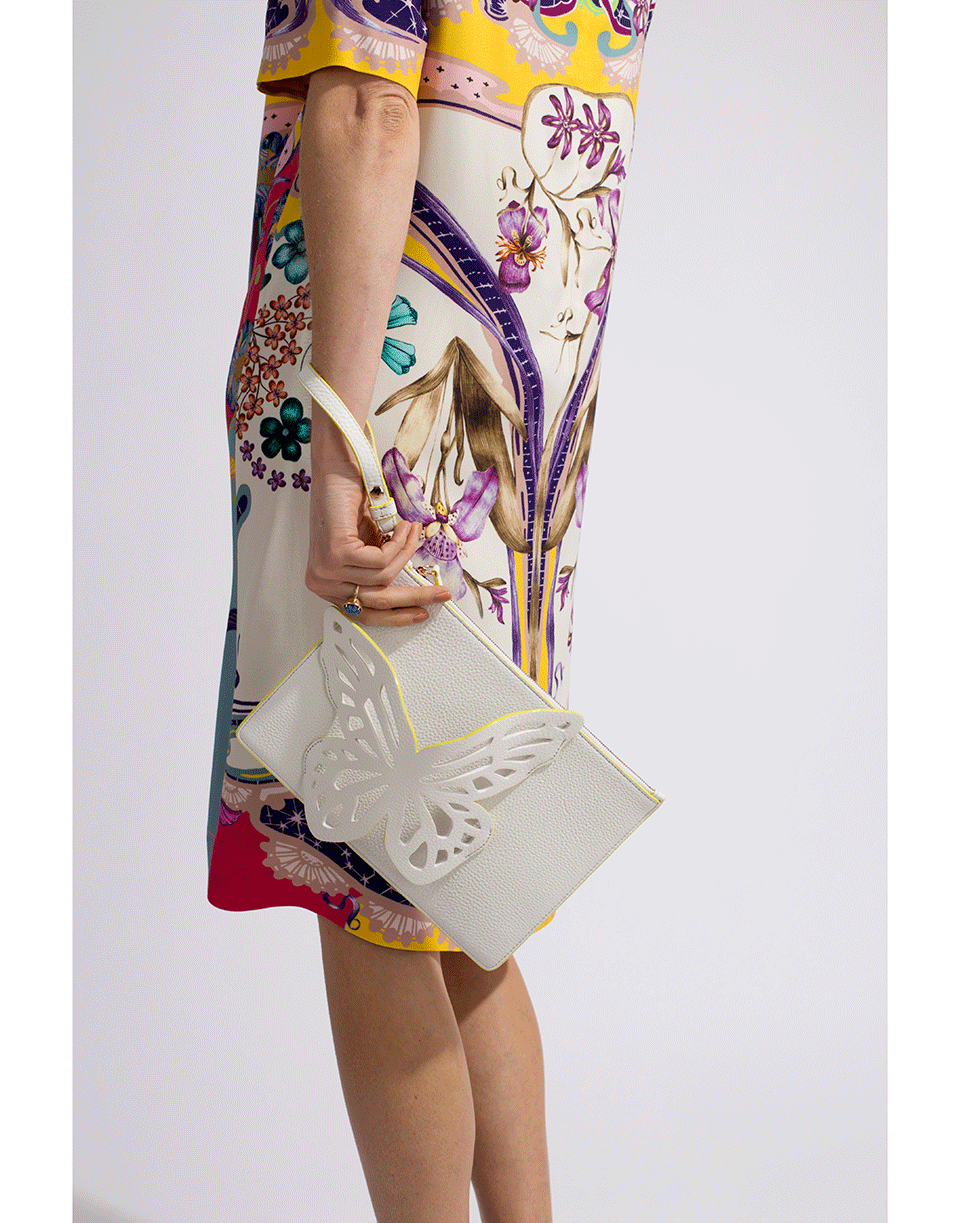 SOPHIA WEBSTER-Flossy Butterfly Pouchette-WHT/YLLW