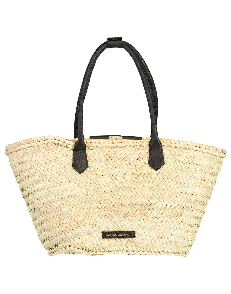 SOPHIA WEBSTER-Dina Stud Raffia Tote - Black & Multi-BLACK