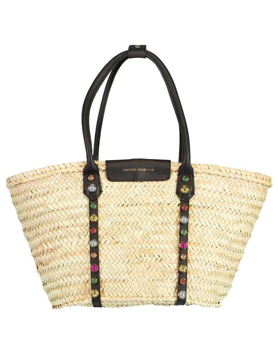 SOPHIA WEBSTER-Dina Stud Raffia Tote - Black & Multi-BLACK