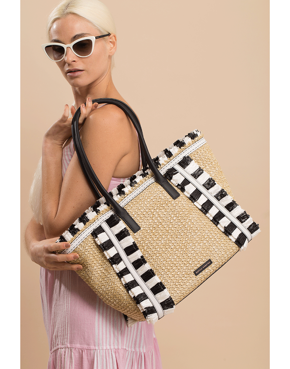 SOPHIA WEBSTER-Monochrome Taya Raffia Tote-NEUTRAL