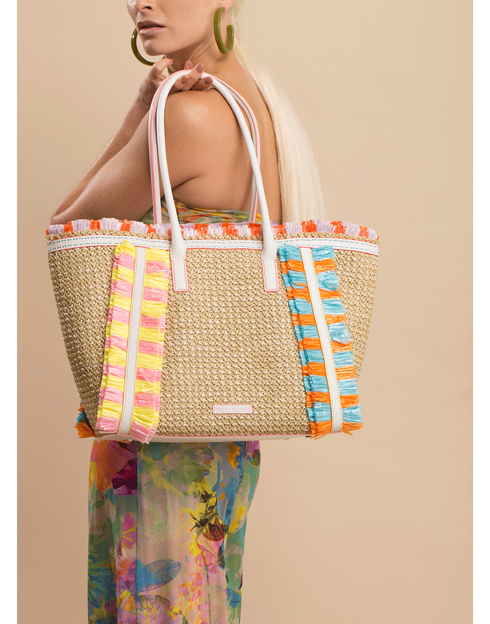 SOPHIA WEBSTER-Multicolored Taya Raffia Tote-NEUTRAL