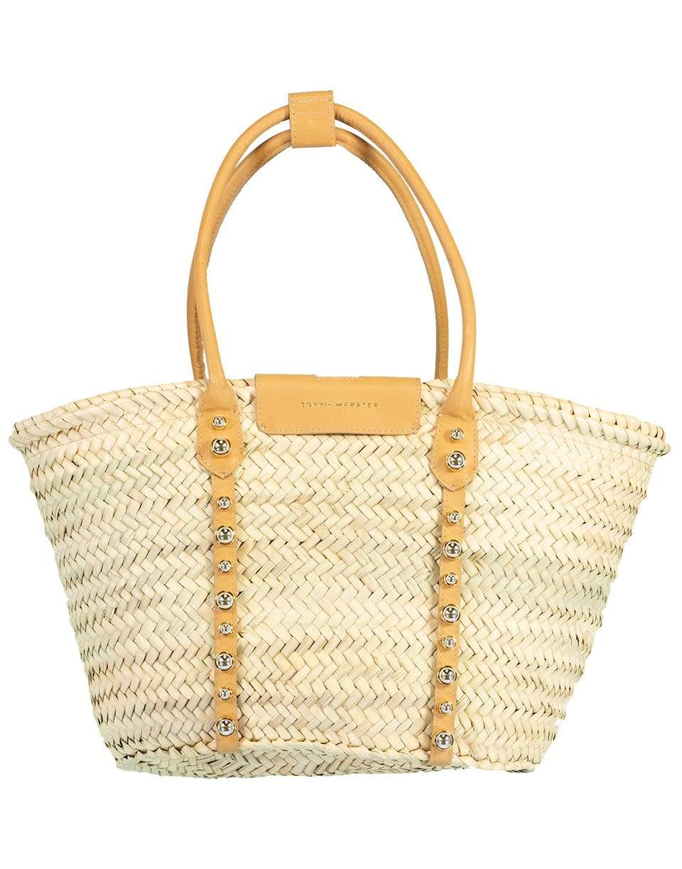 SOPHIA WEBSTER-Dina Stud Raffia Tote - Praline & Silver-PRALINE
