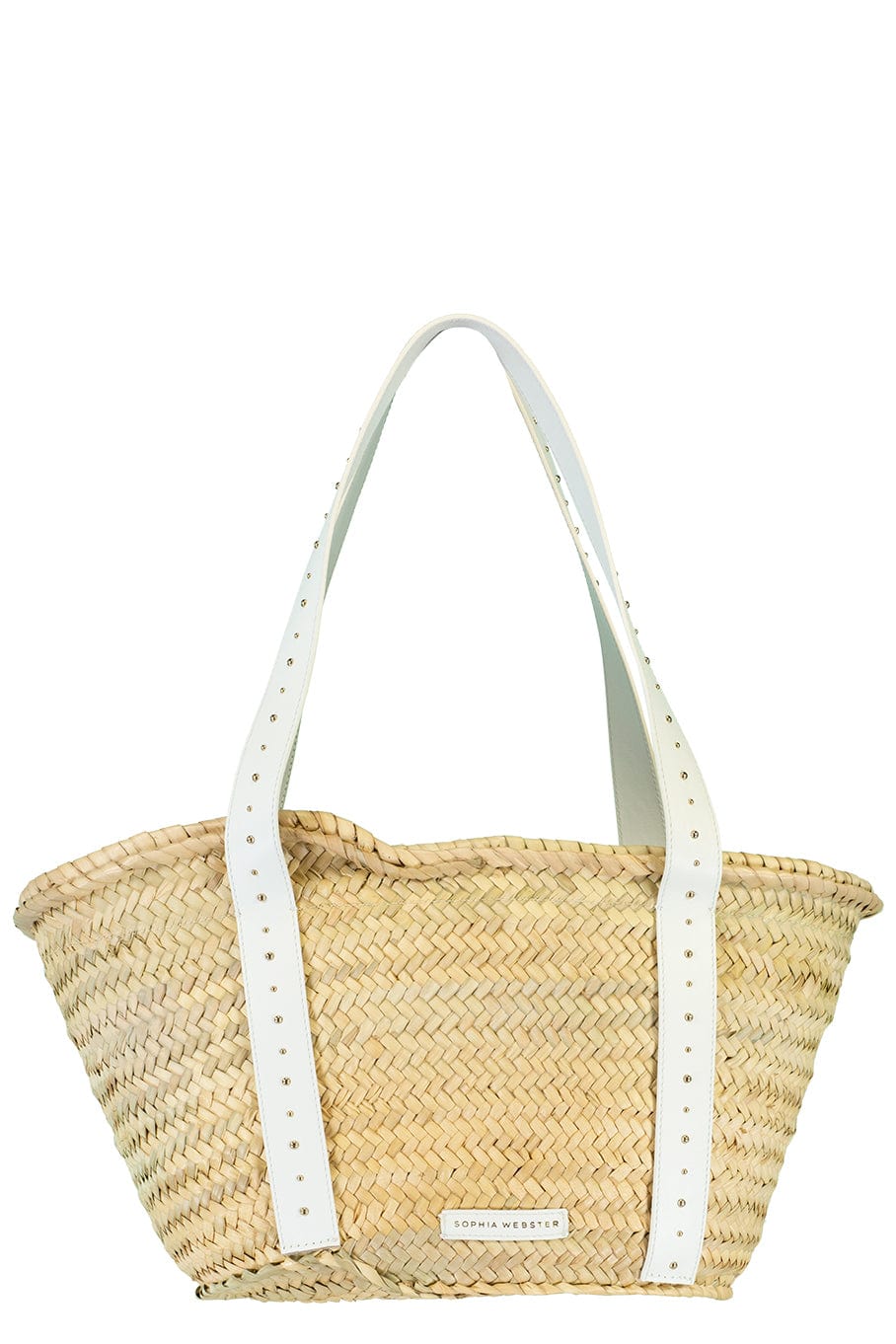 SOPHIA WEBSTER-Taya Raffia Stud Tote-WHITE