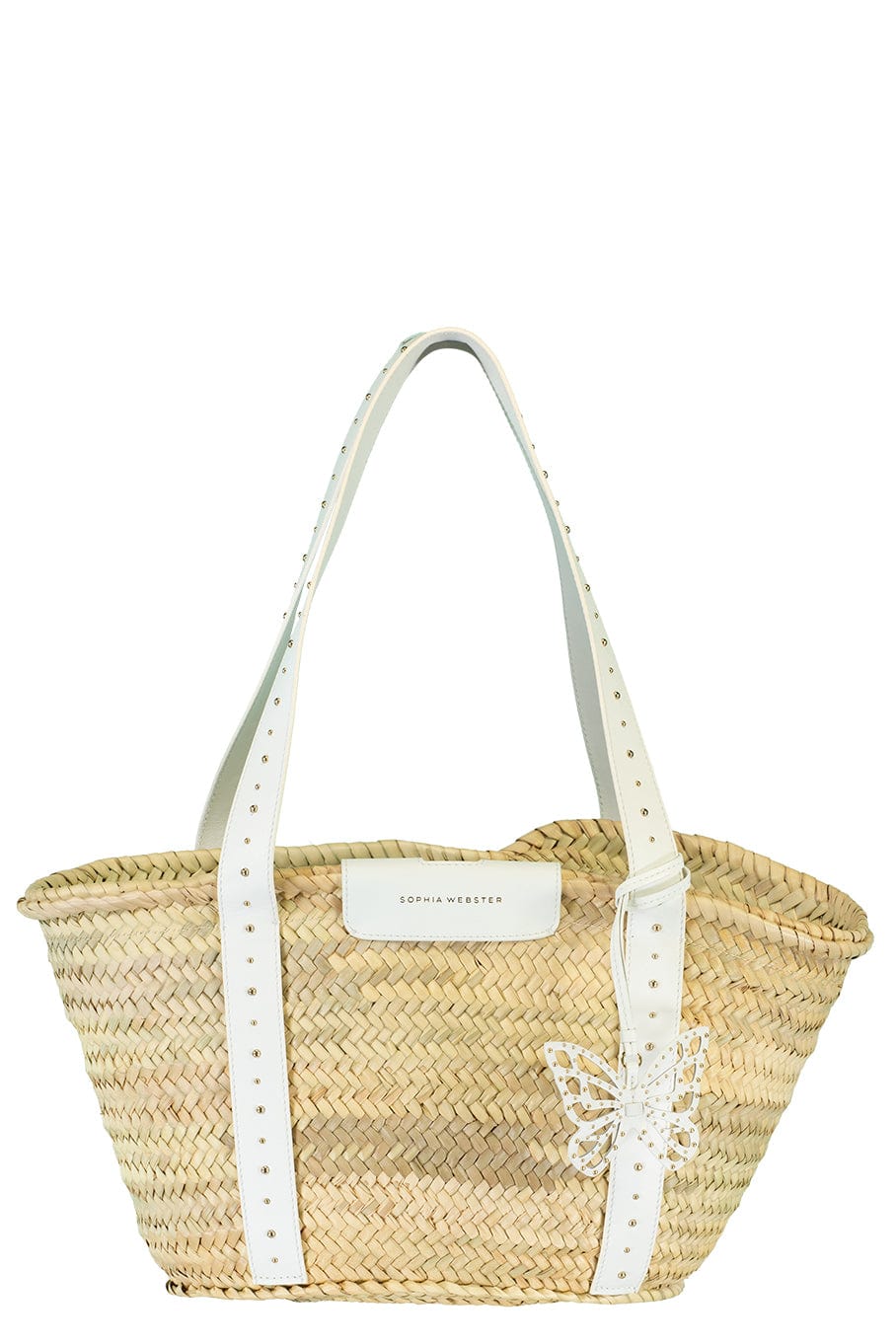 SOPHIA WEBSTER-Taya Raffia Stud Tote-WHITE