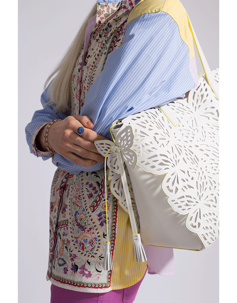 SOPHIA WEBSTER-Liara Canvas Tote-WHT/YLLW