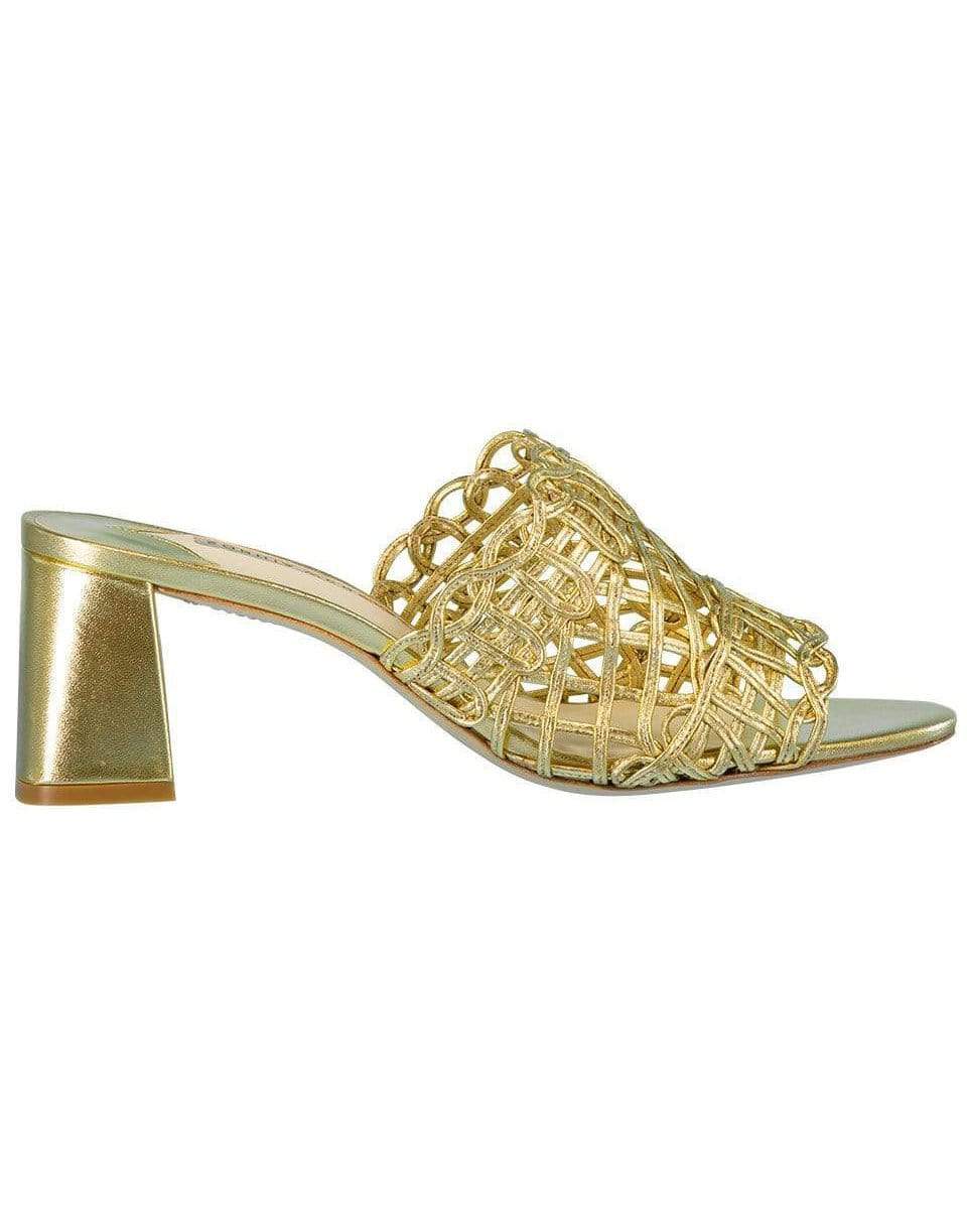 SOPHIA WEBSTER-Gold Delphine Mid Block Mule-