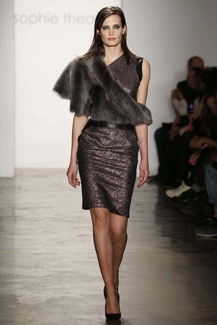 SOPHIE THEALLET-Leather Detail Slim Dress-