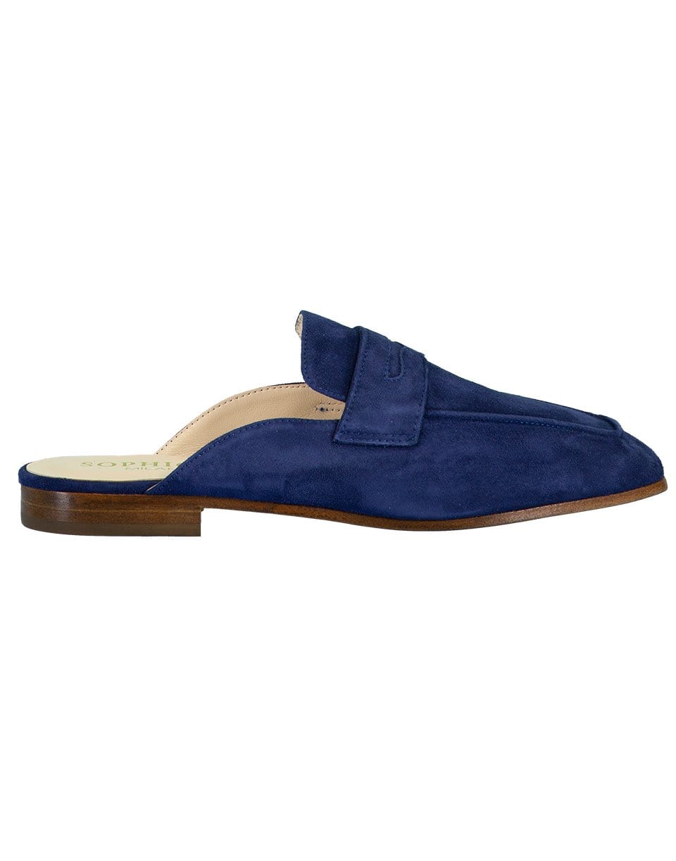 SOPHIQUE-Blue Ink Riviera Suede Leather Mule-