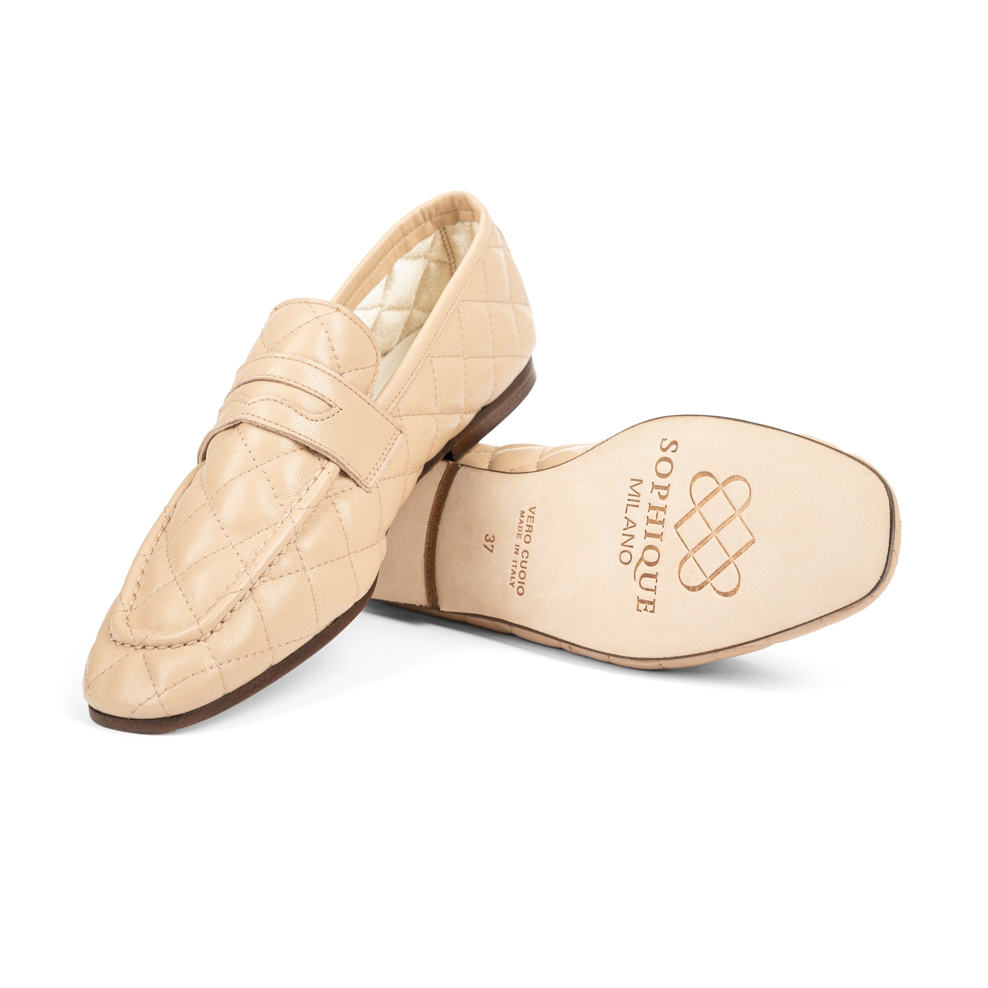 Essenziale Loafers - Quilted Cream-CREAM-36-SHOEFLAT SHOE-SOPHIQUE