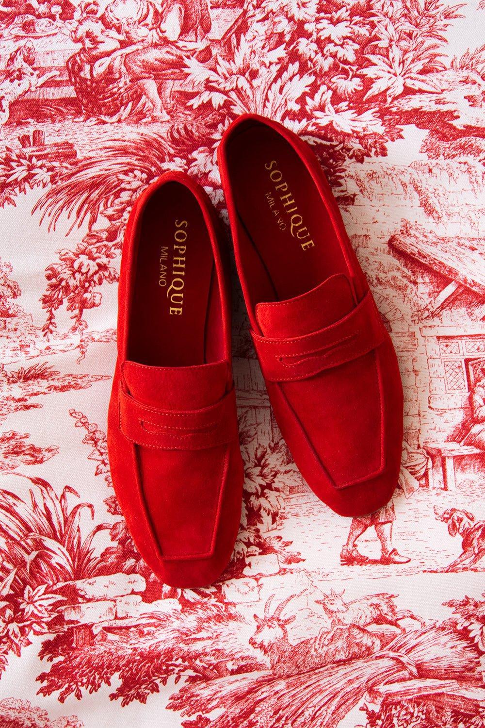 SOPHIQUE-Essenziale Suede Loafer - Red-