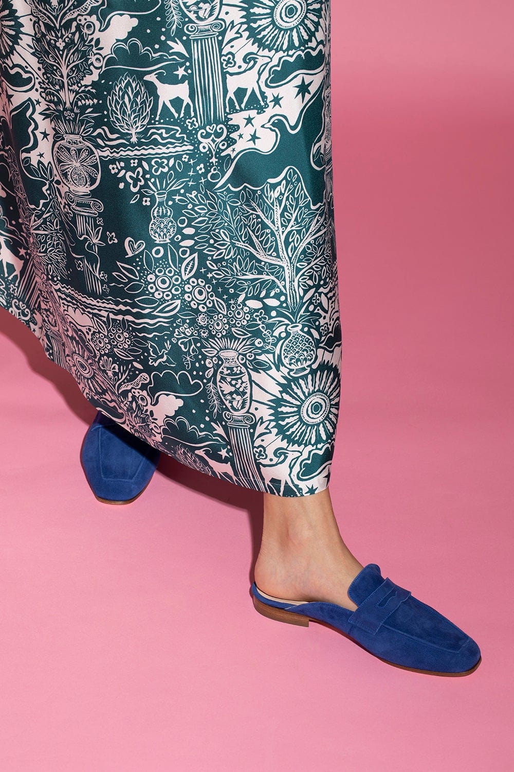 SOPHIQUE-Riviera Suede Leather Mule - Blue Cobalt-