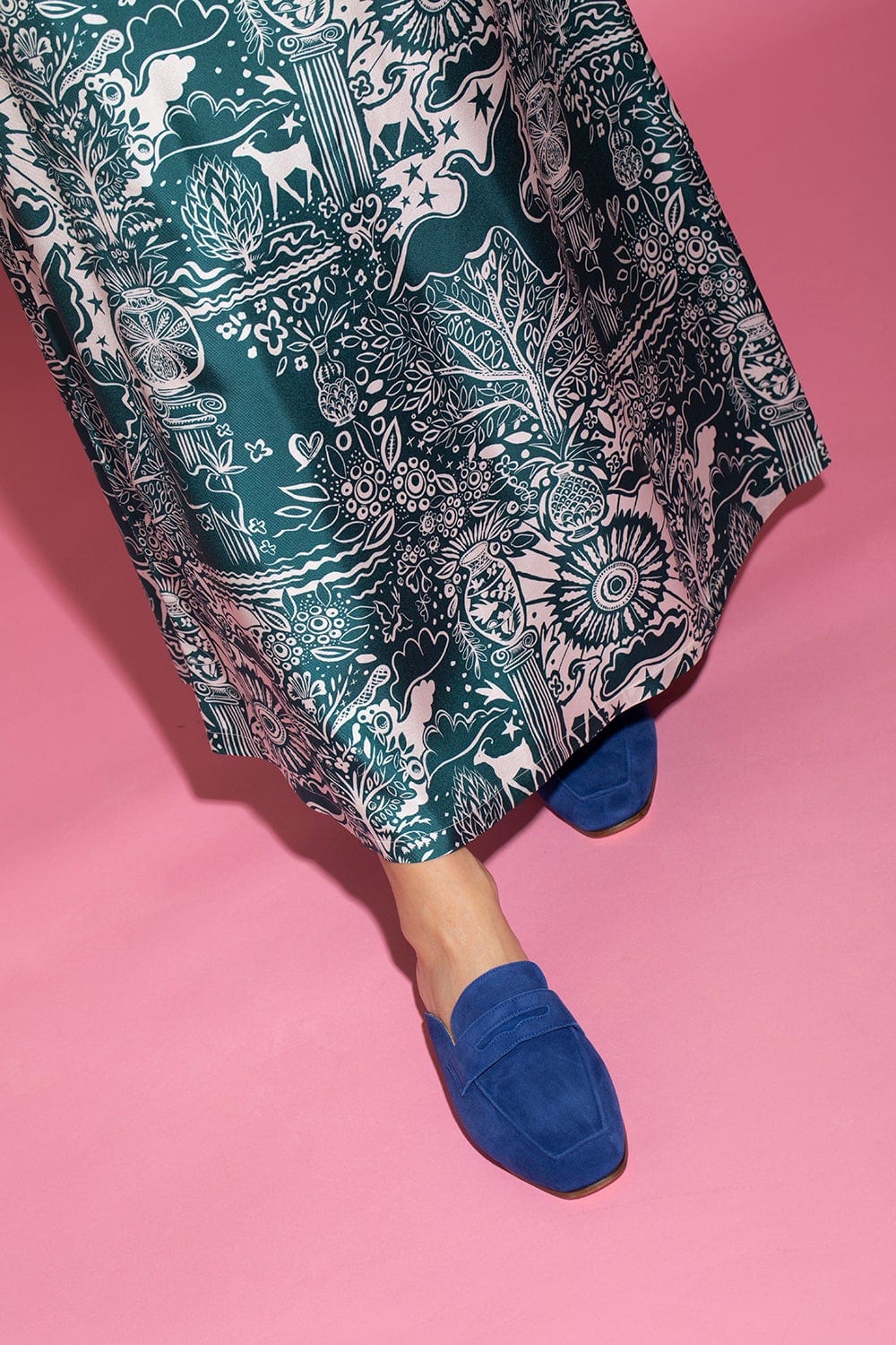 SOPHIQUE-Riviera Suede Leather Mule - Blue Cobalt-