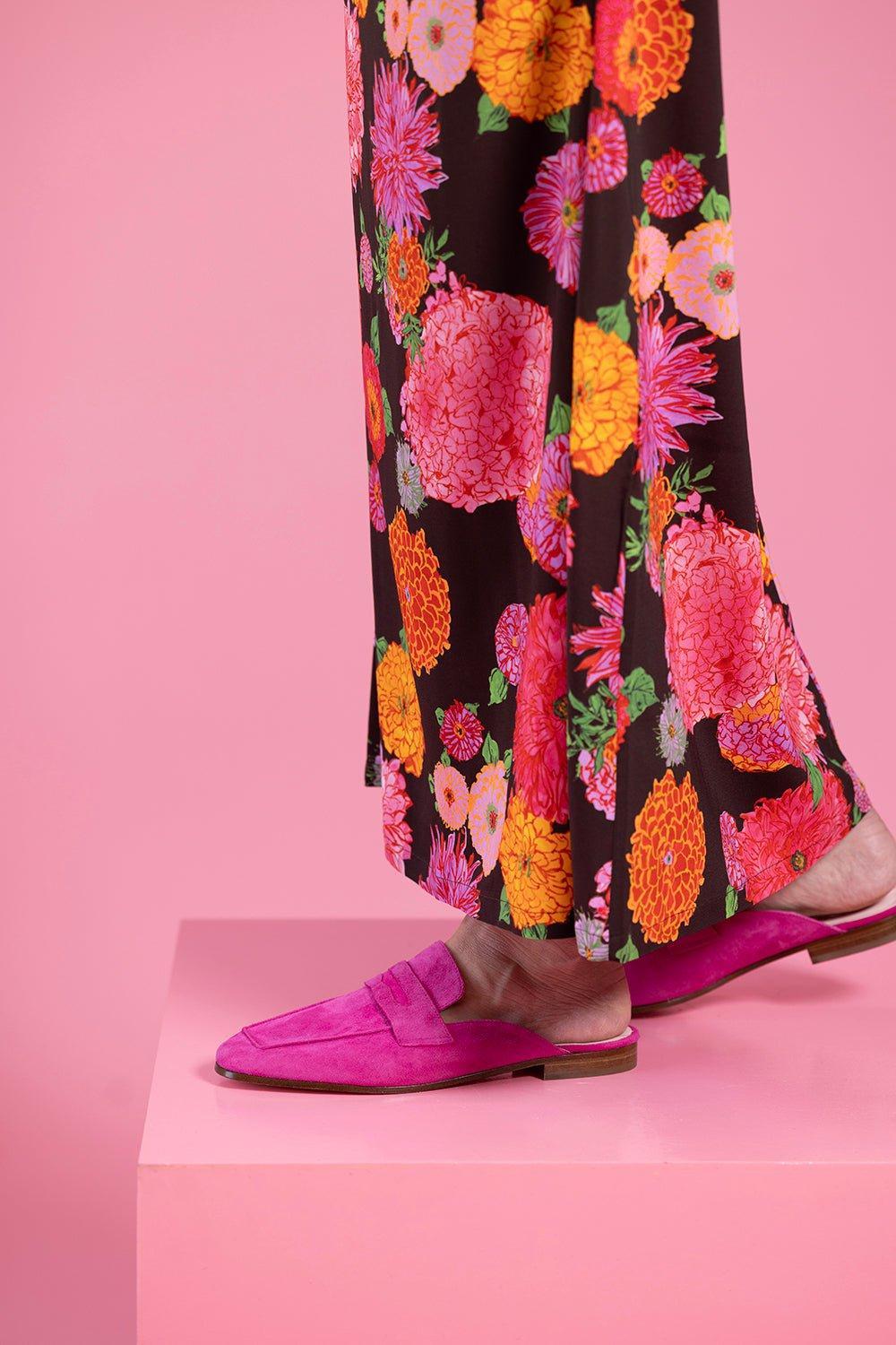 SOPHIQUE-Riviera Suede Leather Mule - Fuchsia-