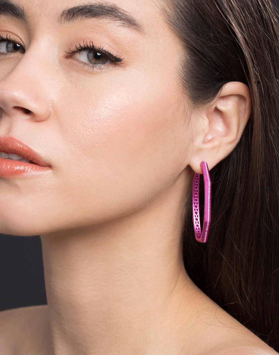 SORELLINA-Otto Diamond Hoop Earrings-PINK