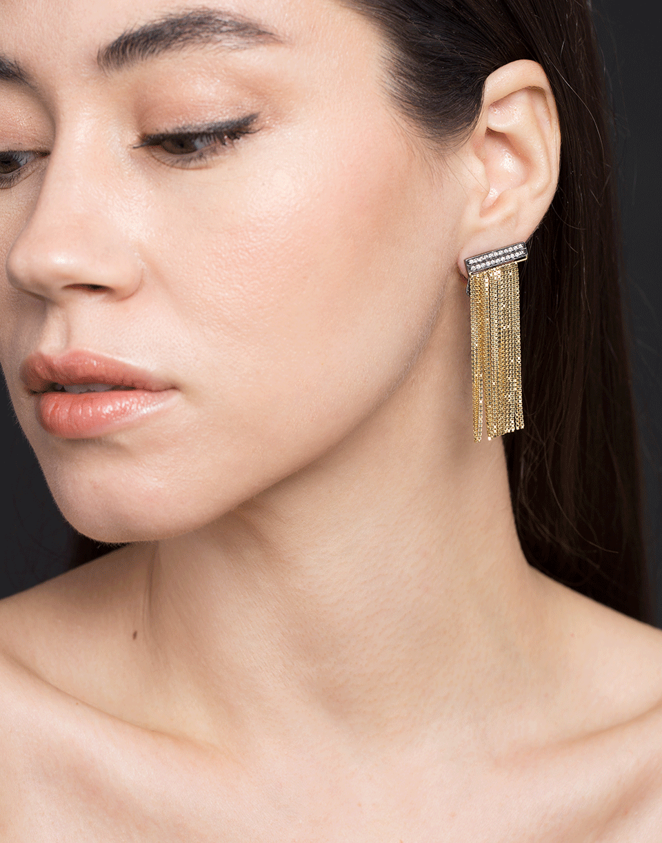 SORELLINA-Axl Fringe Bar Earrings-YELLOW GOLD
