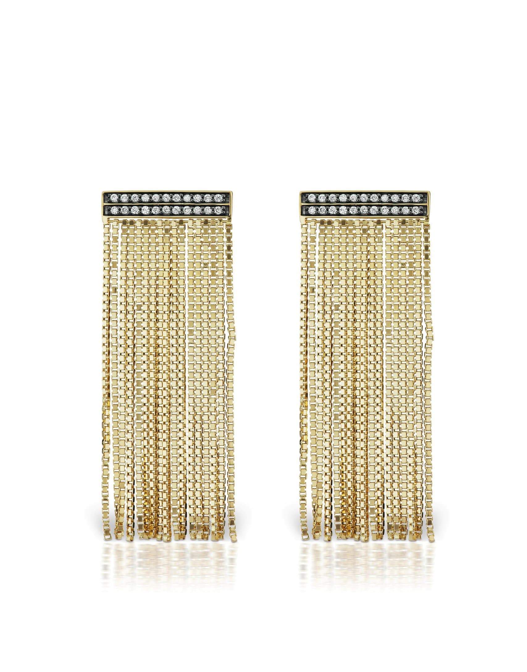 SORELLINA-Axl Fringe Bar Earrings-YELLOW GOLD