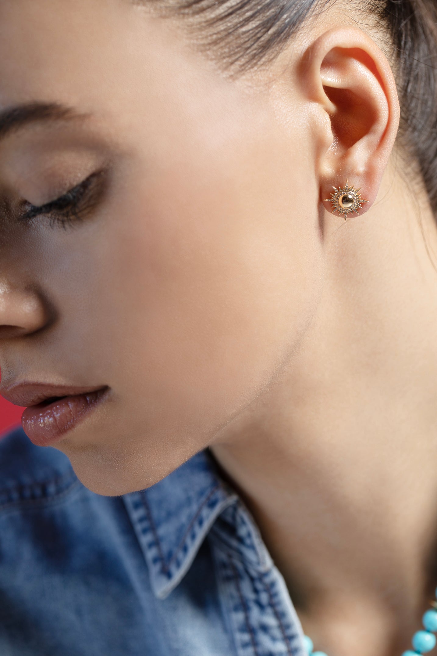 SORELLINA-II Sole Studs-YELLOW GOLD