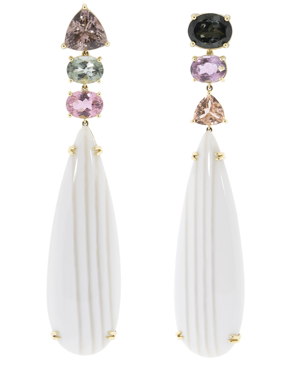 SORELLINA-Mixed Color Tourmaline Earrings-YELLOW GOLD