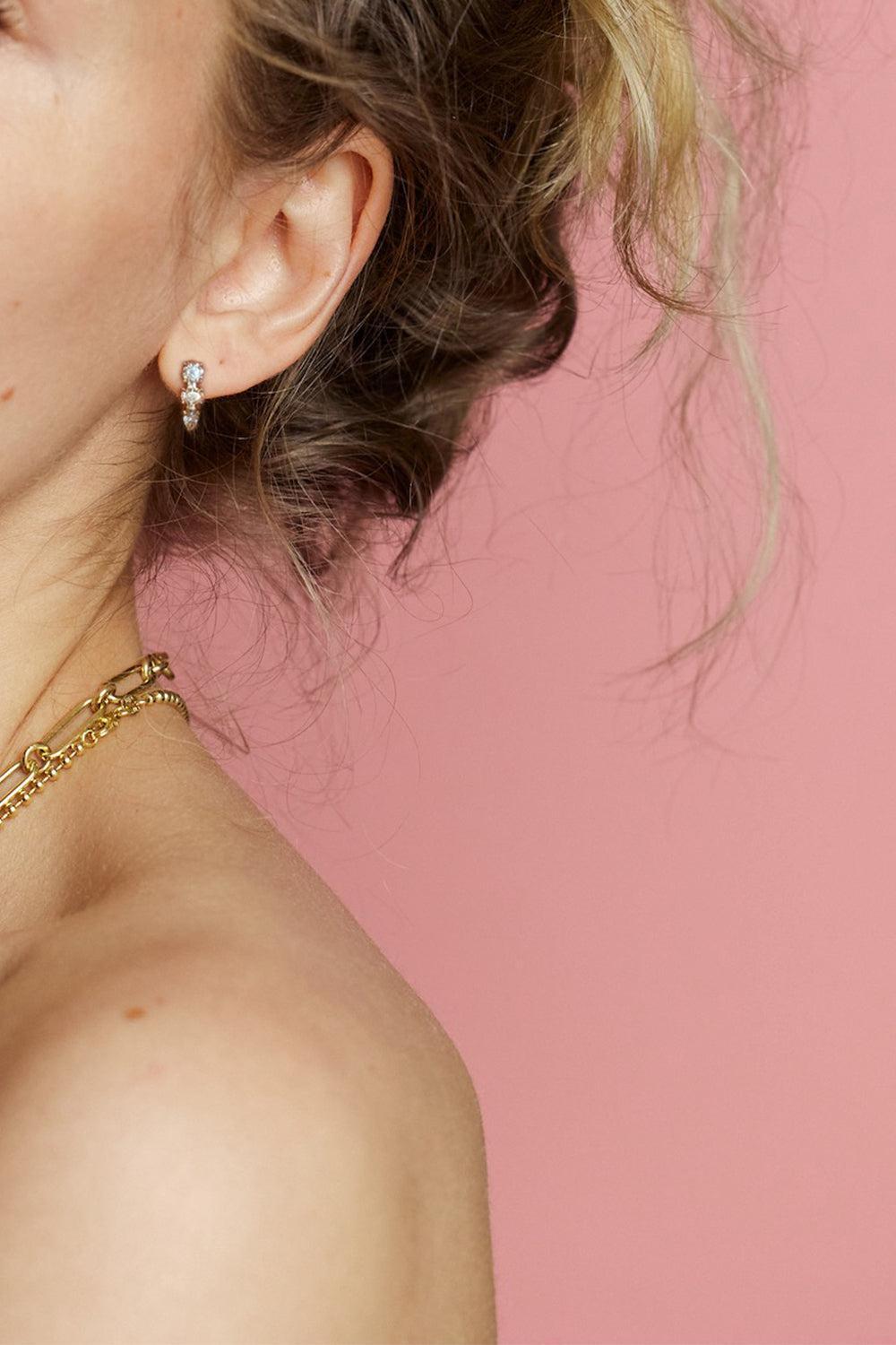 Monroe Multi-Stone Huggies-YELLOW GOLD-JEWELRYFINE JEWELEARRING-SORELLINA