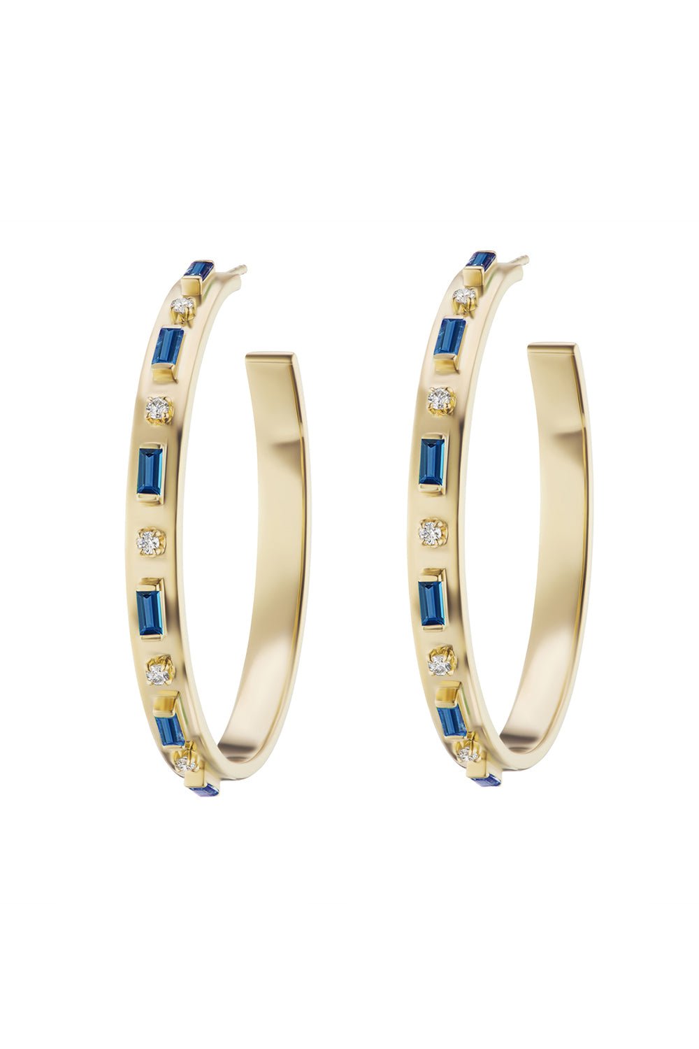SORELLINA-Tarot Baguette Hoop Earrings-YELLOW GOLD