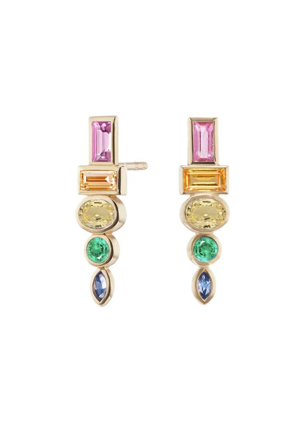 SORELLINA-Totem Studs - Rainbow-YELLOW GOLD